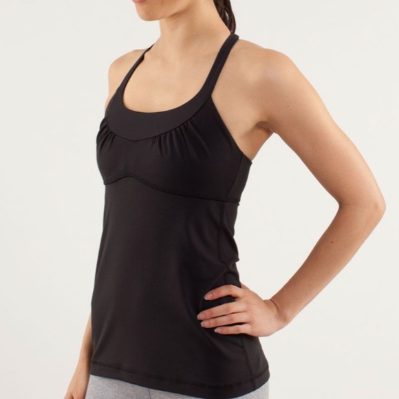 Lululemon Scoop Me Up Tank Black Halter Top Built-In Bra Size 6 Nulu - Picture 1 of 11